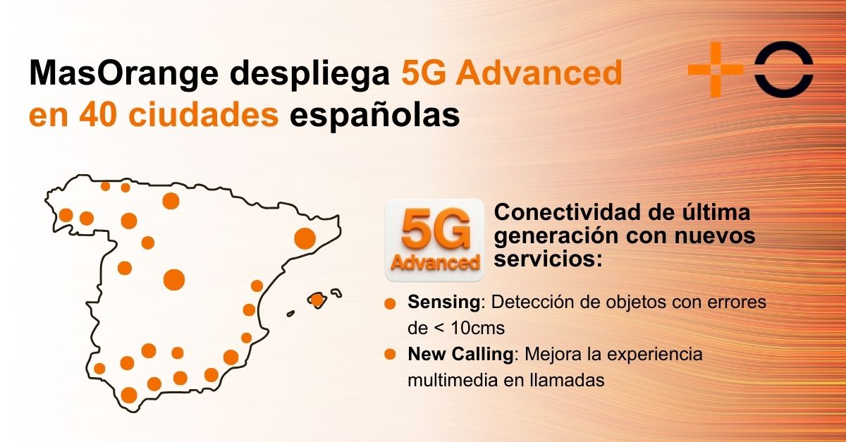 MasOrange impulsa la innovación y la conectividad móvil más avanzada al extender su 5G Advanced a 40 ciudades españolas MasOrange impulsa la innovación y la conectividad móvil más avanzada al extender su 5G Advanced a 40 ciudades españolas