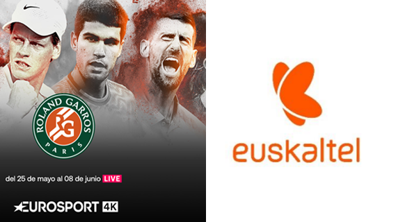 Roland-Garros 2025, al completo y  en directo con Eurosport, en Euskaltel