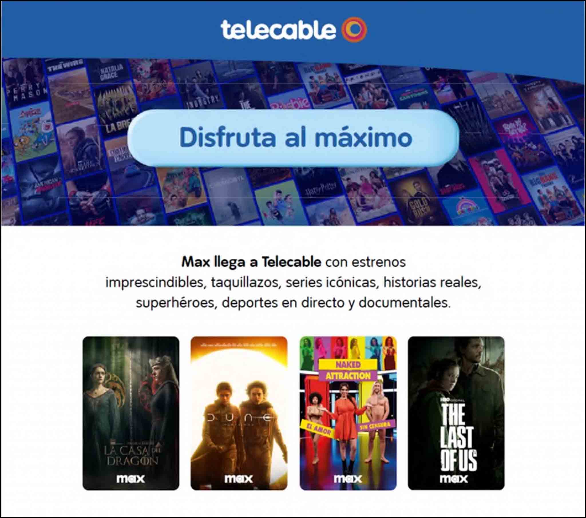 Todo el entretenimiento del canal Max, en Telecable, desde el 21 de mayo