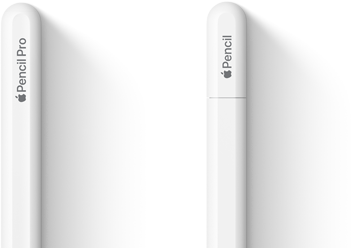 Un Apple Pencil Pro y un Apple Pencil (USB‑C) uno al lado del otro