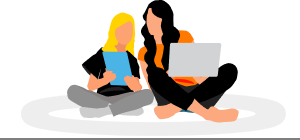 Imagen estudiantes navegando desde un portátil